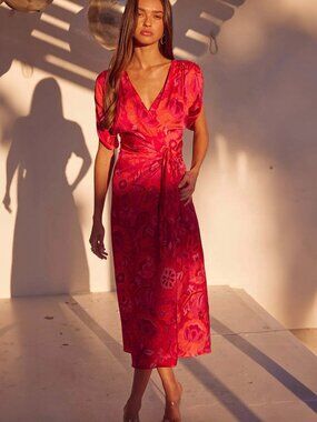 MISA Los Angeles Francesca Midi Wrap Dress